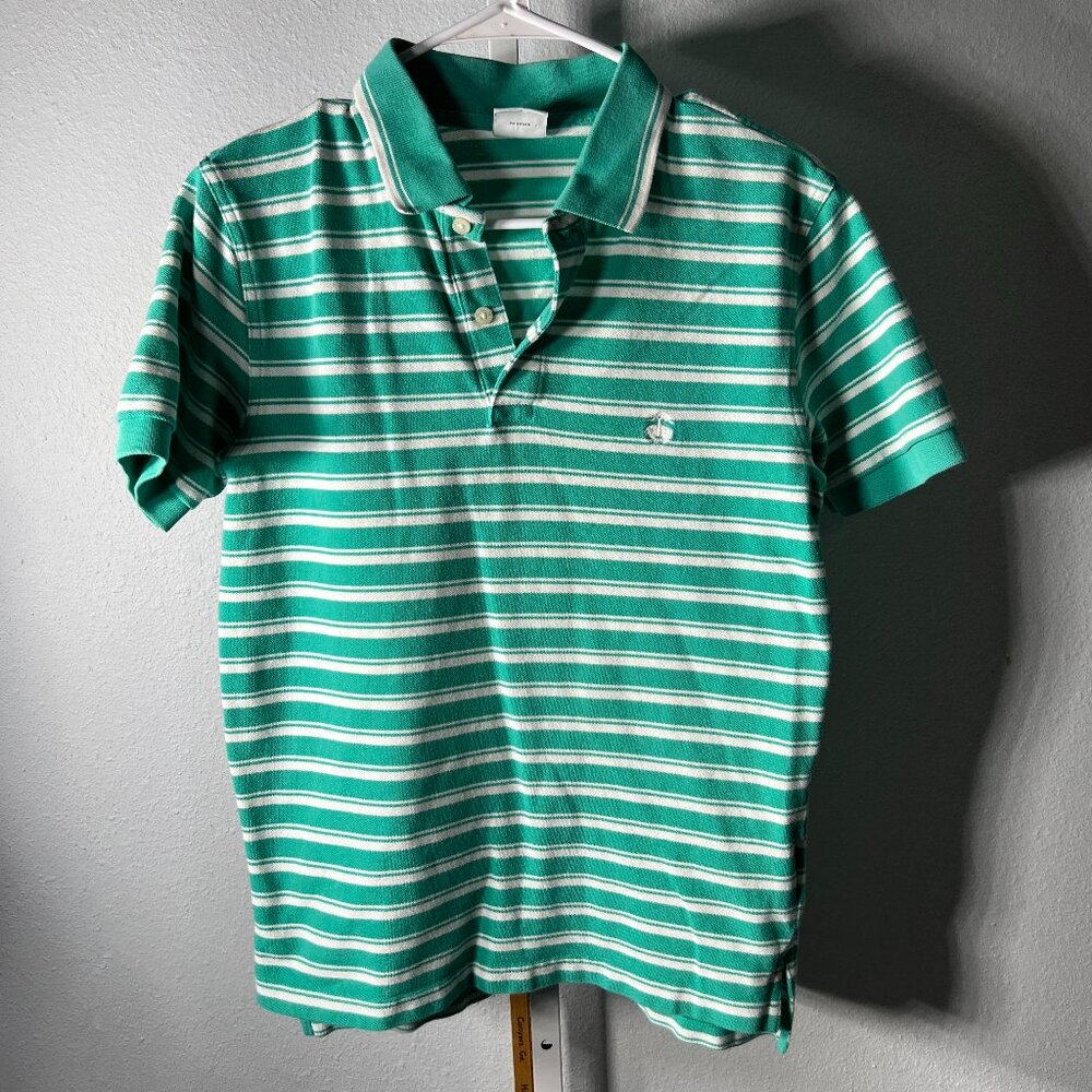 Brooks Brothers 346 100% Cotton Green w White Stripes Polo SZ Sm